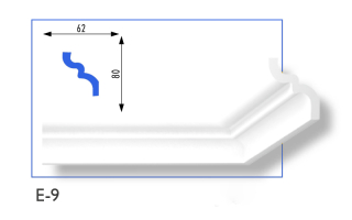 E-09 polisztirol díszléc 62x80 mm
